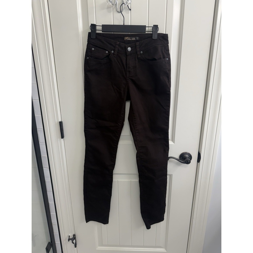prAna Women's Brown Chocolate Denim Jeans 5 Pocket Skinny Size 2 Stretch